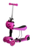 Самокат Moby kids Божья коровка 2 в 1, свет., розов.