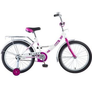 Велосипед NOVATRACK 20", URBAN, белый, тормоз нож., цветн.крылья, багажник хром.,