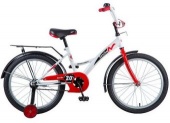 Велосипед NOVATRACK 20", STRIKE, белый-красный, тормоз нож., крылья и багажник черные.
