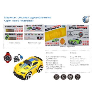 Машина р/у, Гонка чемпионов, свет, голос.управл., аккум. встроен., USB з/у