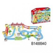 Автотрек Зоопарк эл., 2 уровня, автобус 1шт., аксессуары, свет, звук, эл.пит.не вх.в комп.