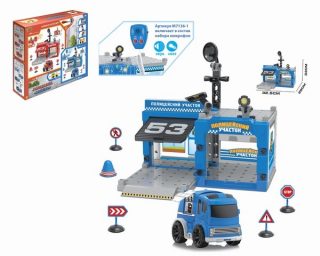Игр.набор Полицейский участок, машина инерц.1шт, 67 деталей, свет, звук, эл.пит.не вх.в комплект