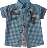 Рубашка бирюзовая в клетку и футболка для мальчиков Babexi