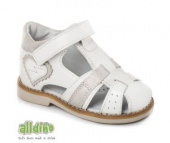 Туфли Сандалии для девочек белые натуральная кожа Alldino