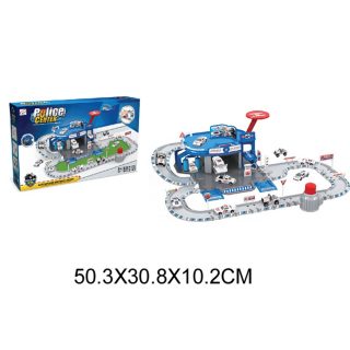 Игр.набор Полиция, 2 уровня, машина металл. 2шт., деталей 64шт.