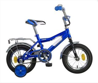 Велосипед NOVATRACK 12" COSMIC, синий, тормоз нож, крылья, багажник хром.