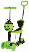 Самокат Moby kids Божья коровка 3 в 1, свет., зелен.