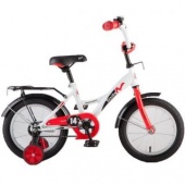 Велосипед NOVATRACK 14", STRIKE, белый-красный, тормоз нож., цветн.крылья, багажник чёрн.