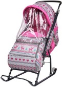Санки-коляска УМКА 3/3 Розовый вязанный