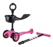 Самокат Moby Kids 2 в 1, cменный руль, розовый