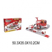 Игр.набор Пожарная станция, 2 уровня, машина металл. 3шт., деталей 62шт.