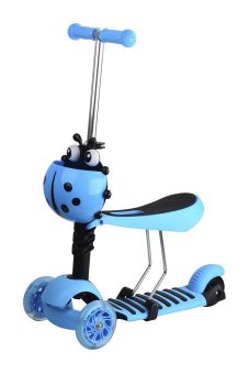 Самокат Moby kids Божья коровка 2 в 1, свет., син.