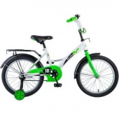 Велосипед NOVATRACK 18", STRIKE, белый-зелёный, тормоз нож., крылья и багажник черные.