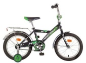 Велосипед NOVATRACK 14" TWIST, черный, тормоз нож, крылья цвет, багажник хром.