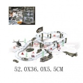 Автотрек эл., Военная база, машина металл 6шт., вертолет 1шт., детелей 54шт., аксессуары, эл.пит.не вх.в комплект