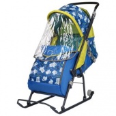 Санки-коляска УМКА 3/2 Медвежата на синем