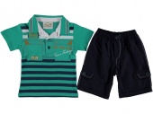 Шорты для мальчиков зеленые Babexi с футболкой