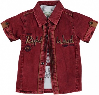 Рубашка красная хлопок + футболка для мальчиков Babexi