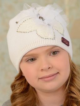 Шапка детская для девочек весна осень белая феона Миалт