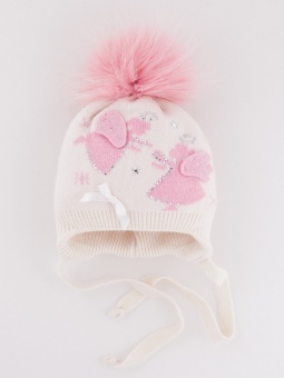 Шапка детская для девочек зимняя белая Ева-Ангелина Миалт