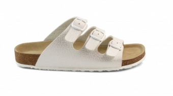 Шлепанцы серебристые женские на пробковой подошве Sursil-Ortho